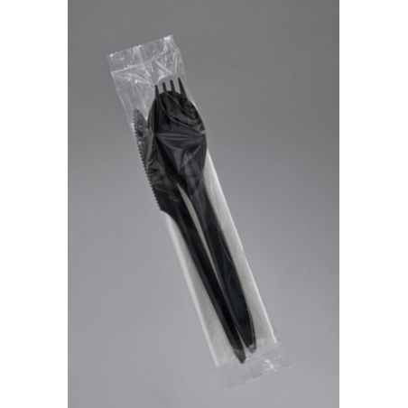 Zestaw nóż /widelec/ łyżka /serwetka /CZARNE